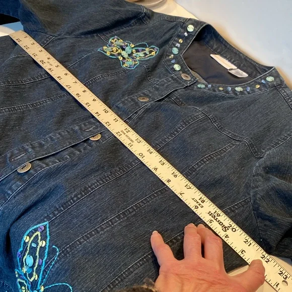 Alfred Dunner Denim Jacket, Dark Wash - Picture 6 of 6